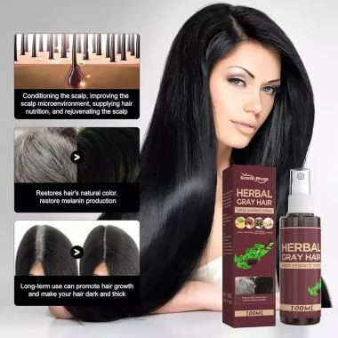 Xịt Đen Tóc Herbal Nấm Linh Chi - Serum Phủ Đen Tự Nhiên, Nuôi Dày, An Toàn 169k