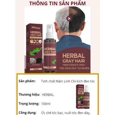 Xịt Đen Tóc Herbal Nấm Linh Chi - Serum Phủ Đen Tự Nhiên, Nuôi Dày, An Toàn 169k