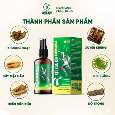 Xịt Xoa Bóp Khương Hoạt Hỗ Trợ Giảm Đau Nhức Mỏi Cơ Xương Khớp, Khu Phong Tán Hàn, Chiết Xuất Thảo Dược - Chai 50ml 3 Xịt Xoa Bóp Khương Hoạt Hỗ Trợ Giảm Đau Nhức Mỏi Cơ Xương Khớp, Khu Phong Tán Hàn, Chiết Xuất Thảo Dược - Chai 50ml 3