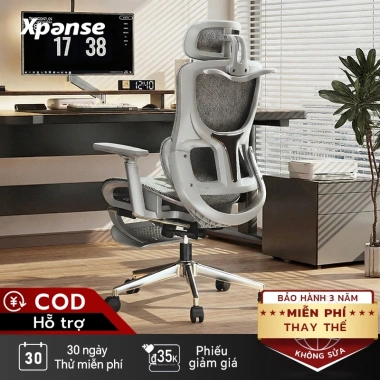 Xpanse LS918 Ghế công thái học văn phòng, đệm chân, chân thép nâng cấp, giảm còn 2.86tr