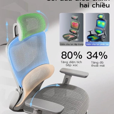 Xpanse LS918 Ghế công thái học văn phòng, đệm chân, chân thép nâng cấp, giảm còn 2.86tr