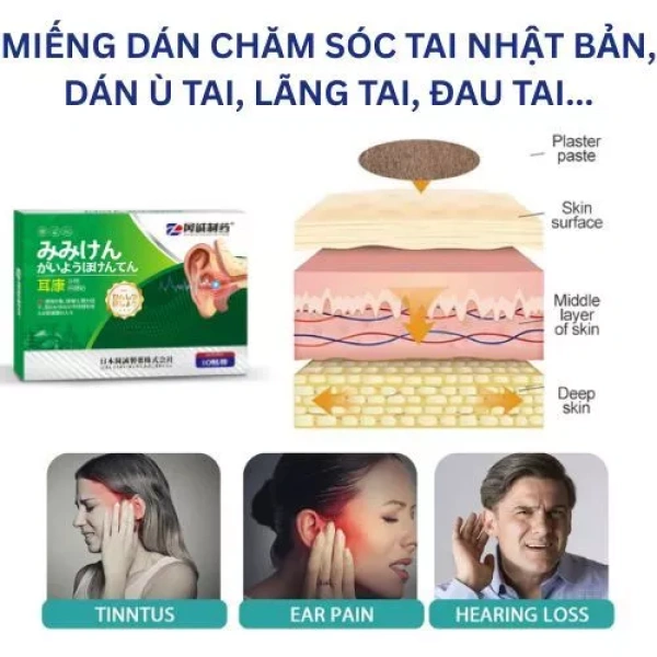 Hình ảnh sản phẩm 10 Miếng Dán Thảo Mộc Nhật Bản - Dán ủ tai giảm đau, viêm tai, giá chỉ 123k