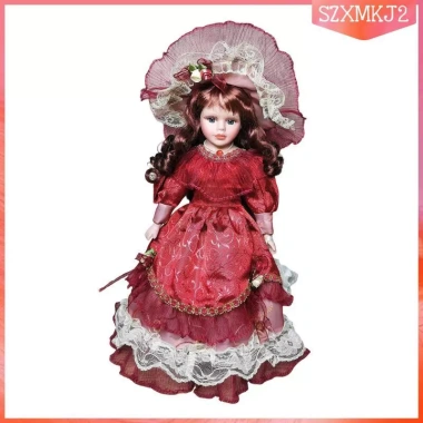 16.14 '' Búp Bê Sứ Cô Gái Hình Trang Trí Nhà Đứng Hình Trong Đầm Búp Bê Gốm Cho Gia Đình Quà Tặng Đảng Văn Phòng