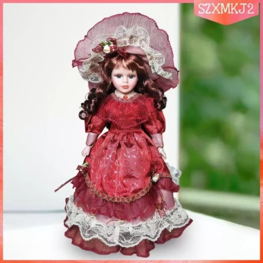 16.14 '' Búp Bê Sứ Cô Gái Hình Trang Trí Nhà Đứng Hình Trong Đầm Búp Bê Gốm Cho Gia Đình Quà Tặng Đảng Văn Phòng