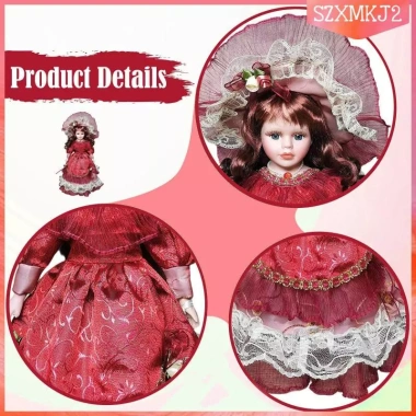 16.14 '' Búp Bê Sứ Cô Gái Hình Trang Trí Nhà Đứng Hình Trong Đầm Búp Bê Gốm Cho Gia Đình Quà Tặng Đảng Văn Phòng