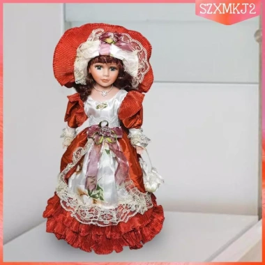 16.14 '' Búp Bê Sứ Cô Gái Hình Trang Trí Nhà Đứng Hình Trong Đầm Búp Bê Gốm Cho Gia Đình Quà Tặng Đảng Văn Phòng