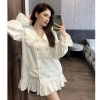 [216] Váy Lụa Bèo Cúc Đồng Dáng Babydoll Siêu Xinh Có Ảnh Thật
