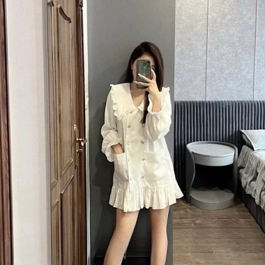 [216] Váy Lụa Bèo Cúc Đồng Dáng Babydoll Siêu Xinh Có Ảnh Thật 3