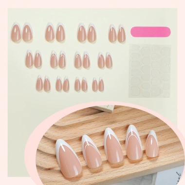 24 Chiếc Hạnh Nhân Khỏa Thân Bấm Móng Tay Với Đầu Pháp Cho Nữ Tự Nhiên Mặc Hàng Ngày Và Những dịp Trang Trọng 4