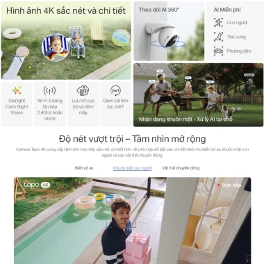 [4K] Tapo C560WS | Camera Nhận Diện Khuôn Mặt AI Siêu Nét, Xoay 360, Màu Đêm Starlight 2