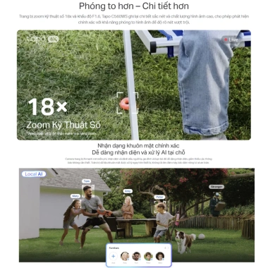 [4K] Tapo C560WS | Camera Nhận Diện Khuôn Mặt AI Siêu Nét, Xoay 360, Màu Đêm Starlight 4