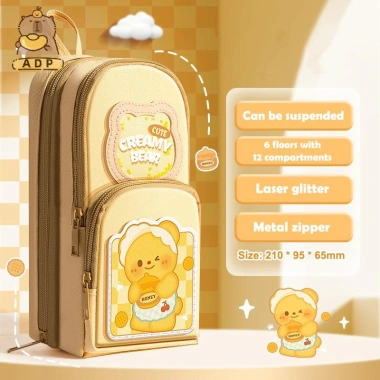 [ADP] Túi bút chì thời trang đơn giản Hộp đựng bút chì dung tích lớn Sinh viên Văn phòng phẩm Tổ chức Schoolbag Hình dạng Dây kéo Túi đựng bút chì Quà tặng VN 7
