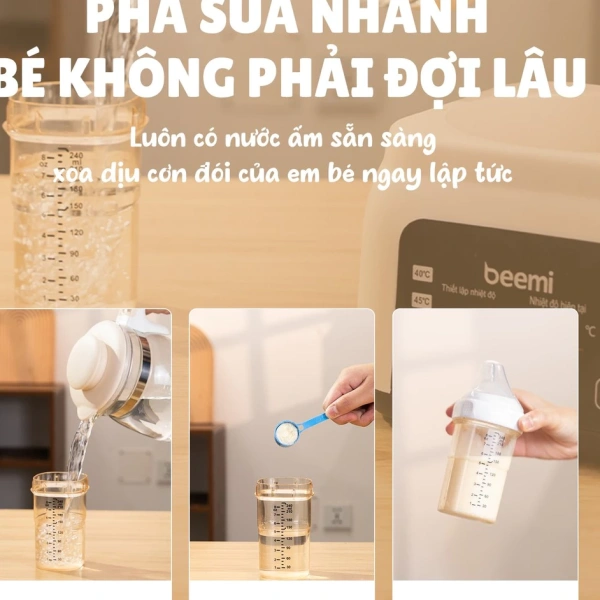 Hình ảnh sản phẩm Ấm Đun Nước Pha Sữa Beemi Khử Clo, Tiệt Trùng, Giữ Nhiệt, Máy Hâm Sữa (03)