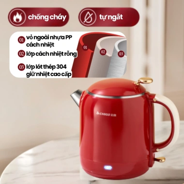 Ấm đun siêu tốc 1L inox 304 giữ nhiệt, sôi nhanh 3 phút, tự ngắt tiết kiệm điện chỉ 482k 5