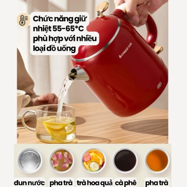 Ấm đun siêu tốc 1L inox 304 giữ nhiệt, sôi nhanh 3 phút, tự ngắt tiết kiệm điện chỉ 482k 6