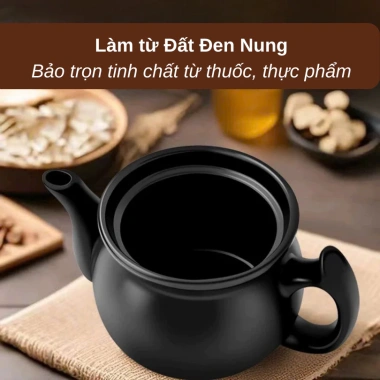 Ấm Sắc Thuốc Bắc 2L Đất Đen Nung Cao Cấp - Giảm 20% Còn 220k 5