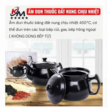 Ấm Sắc Thuốc Bắc 2L Đất Đen Nung Cao Cấp - Giảm 20% Còn 220k 10