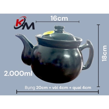 Ấm Sắc Thuốc Bắc 2L Đất Đen Nung Cao Cấp - Giảm 20% Còn 220k 12