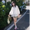 Áo babydoll A.821 tay dài tơ hoa cổ tròn dáng rộng nơ buộc chéo + áo 2 dây - 187k 2