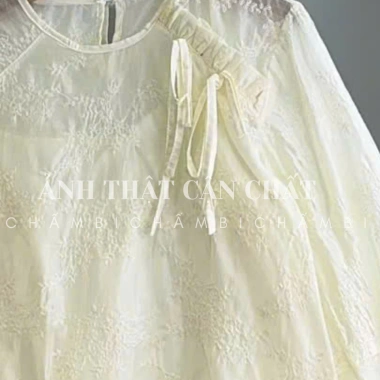 Áo babydoll A.821 tay dài tơ hoa cổ tròn dáng rộng nơ buộc chéo + áo 2 dây - 187k