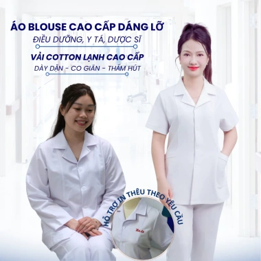 Áo Blouse Y Tế Nam Nữ Cao Cấp - Dáng Ngắn Giá Rẻ 120k