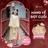 Áo dài cách tân bé gái Humy Ngo 4 tà lụa gấm vàng hồng - Giảm còn 725k!
