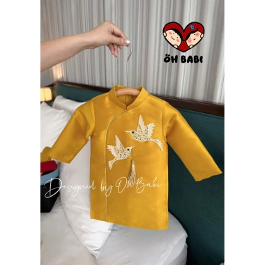 Áo Dài Cách Tân Cho Bé Trai 7-50kg - Chim Đôi Đính Đá - Giảm 84k Còn 280k 6