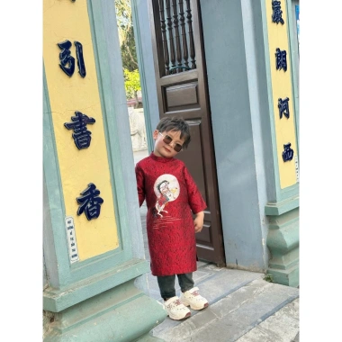 Áo dài nam trẻ em Trung thu Tết 2.025 - Thu Hà Silk - Giảm giá còn 285k - Vải gấm thêu cao cấp