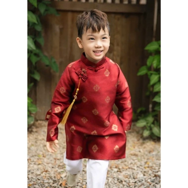 Áo Dài Tết Bé Trai Kim Thư Gấm Cao Cấp 2 Lớp - Giảm Giá Cực Sốc 318k