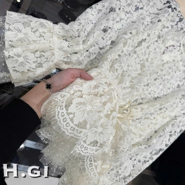 Áo kiểu nữ ren mix tay bèo cực tiểu không lộ, thắt eo cực xinh chuẩn loại 1 - SL có hạn 5
