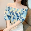 Áo Kiểu Trễ Vai Tay Phồng Ngắn Phối Bèo Ngọt Ngào Thời Trang Cho Nữ 2