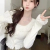 Áo ôm body nữ dệt kim kiểu Hàn dễ thương, vải ren đẹp mắt - Giá 123.000 VND 6