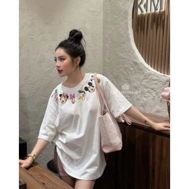 Áo phông hoạt hình viền cổ cute oversize form giấu quần cotton thoáng mát - Hot Trend - 200.000đ