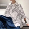 Áo sơ mi nam tay ngắn in hình bandana rộng, phong cách Hawaii mát mẻ mùa hè