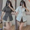 Áo sơ mi nữ cổ đức tay ngắn chiết eo xòe nhẹ, dây buộc sau lưng - Giá 105.000₫ 3
