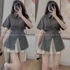 Áo sơ mi nữ cổ đức tay ngắn chiết eo xòe nhẹ, dây buộc sau lưng - Giá 105.000₫ 4