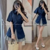 Áo sơ mi nữ cổ đức tay ngắn chiết eo xòe nhẹ, dây buộc sau lưng - Giá 105.000₫ 6