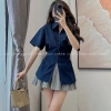 Áo sơ mi nữ cổ đức tay ngắn chiết eo xòe nhẹ, dây buộc sau lưng - Giá 105.000₫ 10