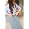 Áo sơ mi nữ GILLEE dáng classic phối cổ và tay áo màu trắng vải kate Mỹ công sở cao cấp thoáng khí FAS369 2