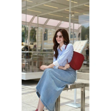 Áo sơ mi nữ GILLEE dáng classic phối cổ và tay áo màu trắng vải kate Mỹ công sở cao cấp thoáng khí FAS369