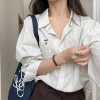 Áo sơ mi sọc tay dài nữ, dáng ôm, phong cách mới cho thu đông 2.025 4