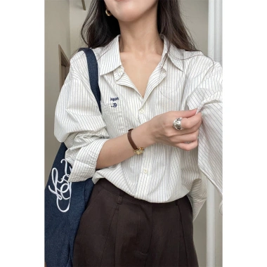 Áo sơ mi sọc tay dài nữ, dáng ôm, phong cách mới cho thu đông 2.025