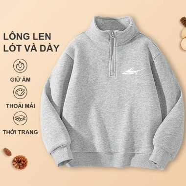 Áo Sweater bé trai lớp lót lông cừu dày ấm áp phong cách thu đông giá 280.800₫
