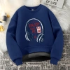 Áo Sweater bé trai mùa thu đông lớp lót lông cừu dày ấm áp thoải mái khi đeo tai nghe