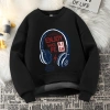 Áo Sweater bé trai mùa thu đông lớp lót lông cừu dày ấm áp thoải mái khi đeo tai nghe 3