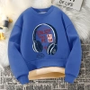 Áo Sweater bé trai mùa thu đông lớp lót lông cừu dày ấm áp thoải mái khi đeo tai nghe 4