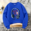 Áo Sweater bé trai mùa thu đông lớp lót lông cừu dày ấm áp thoải mái khi đeo tai nghe 5