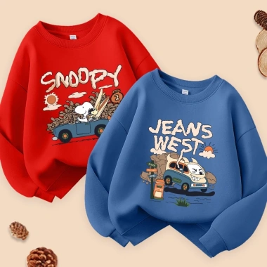 Áo Sweater bé trai W.G.Q vải mềm mại thoáng khí, in hình Snoopy - Thể thao ngoài trời, giảm 22% chỉ 216.000đ