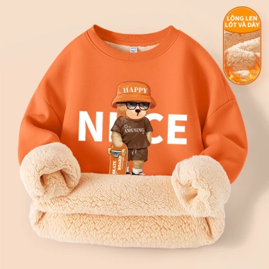 Áo Sweater Lông Cừu W.G.Q Dày Mùa Đông Cho Bé Trai & Bé Gái In Hình Gấu Ấm Áp
