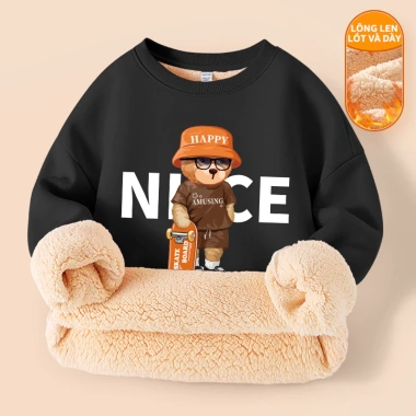 Áo Sweater Lông Cừu W.G.Q Dày Mùa Đông Cho Bé Trai & Bé Gái In Hình Gấu Ấm Áp 2